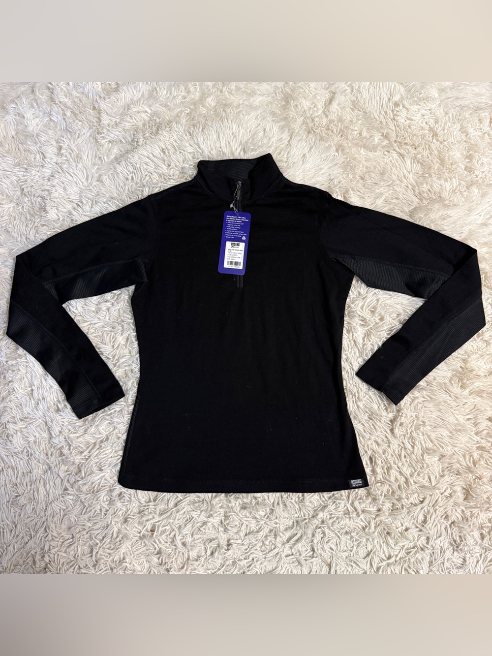 New Women’s Small Black Riding Sport Long Sleeve Horseback Riding Wool Shirt